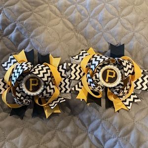 Pirates baseball team set of 2 girls hair bows
